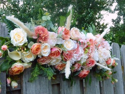 Wedding Arch Flowers in Coral, Blush, Ivory, Wedding Flowers - image2